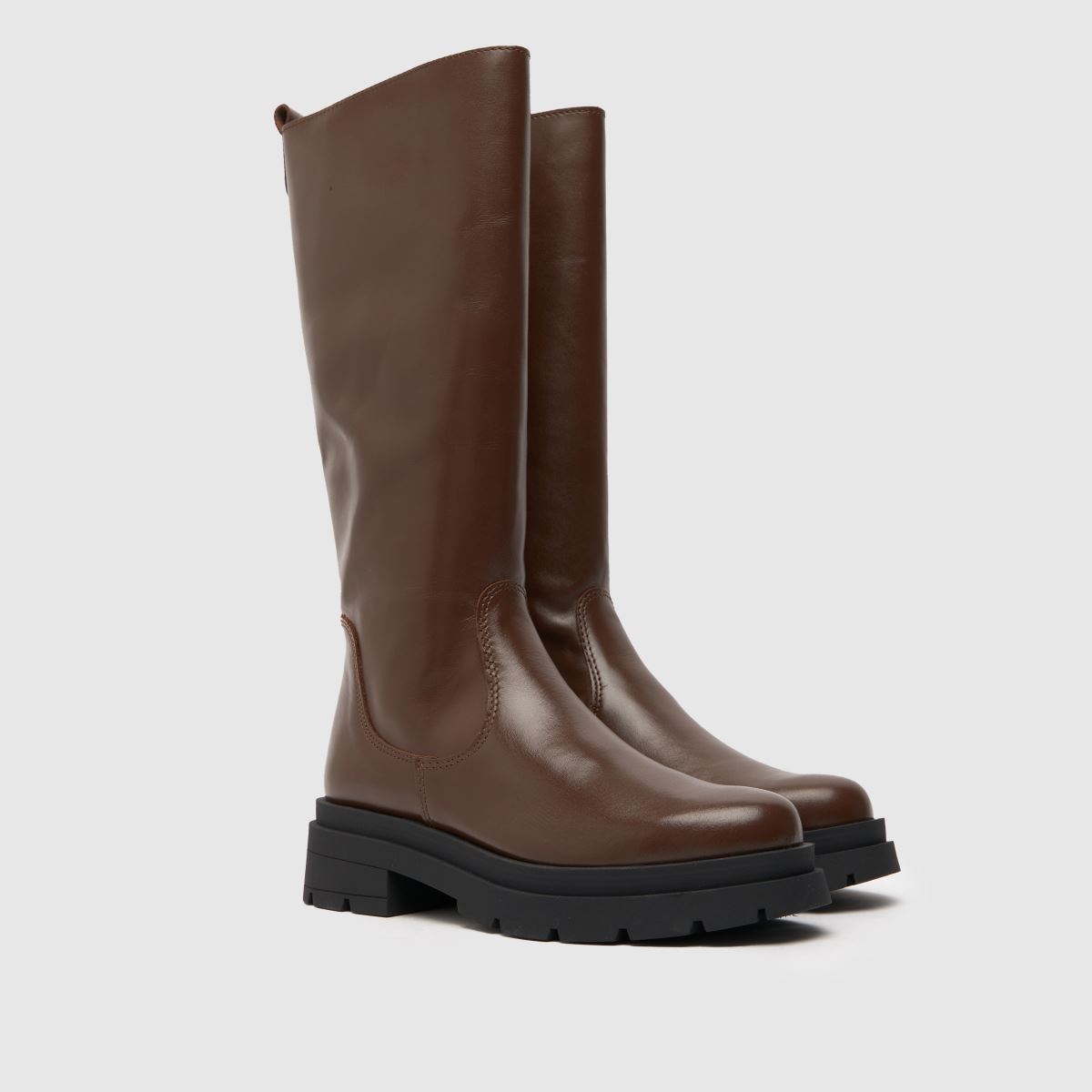 Schuh Drew – Mörkbruna knähöga läderstövlar