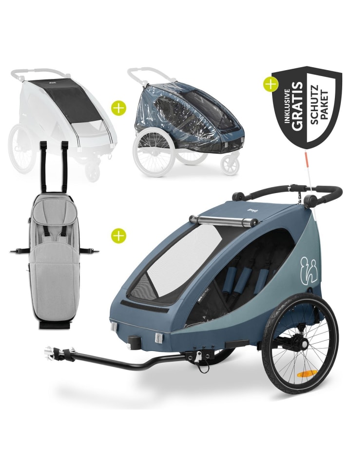 Hauck 2in1 Fahrradanhänger Sparset Dryk Duo Plus in blau günstig kaufen onesize