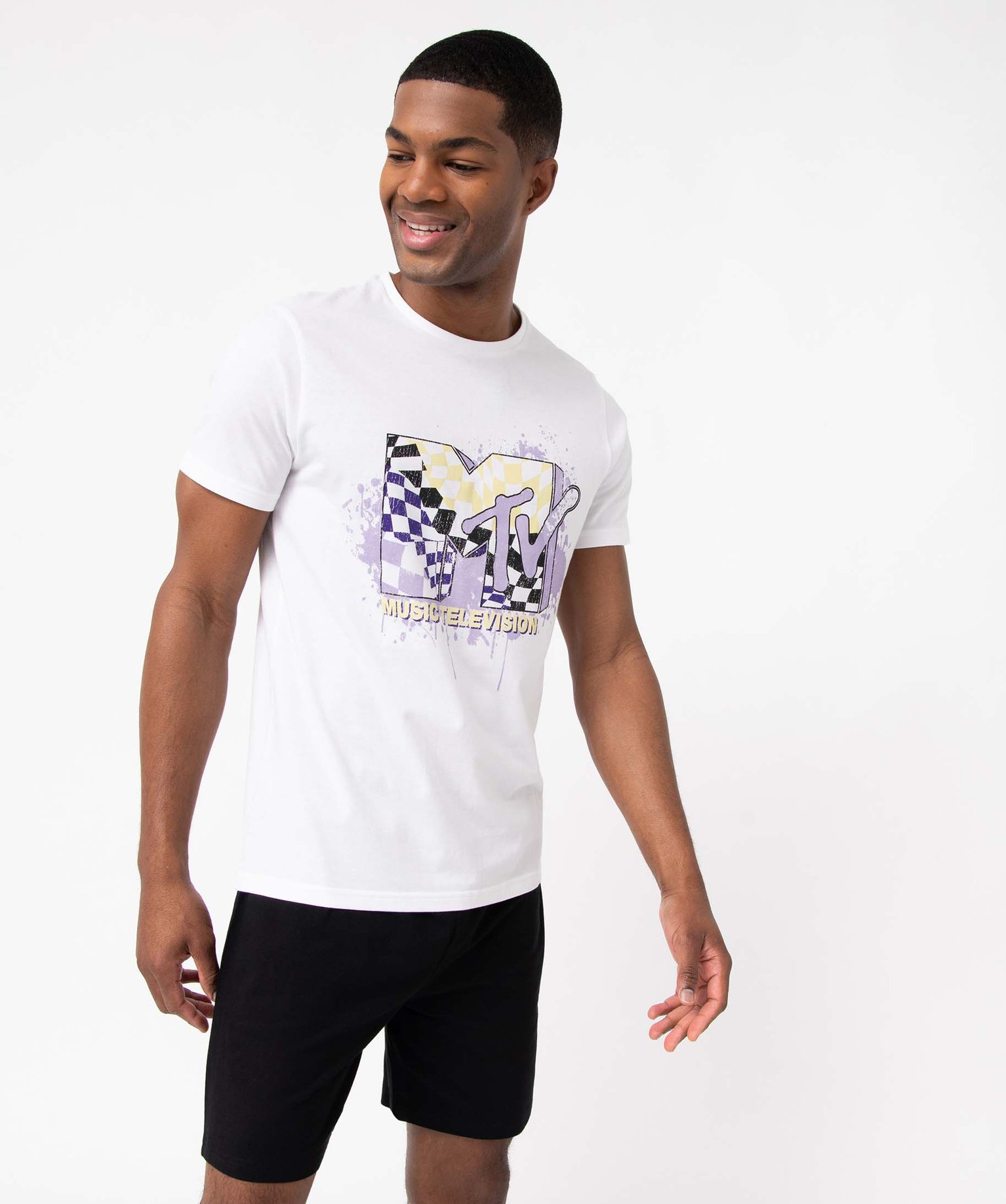 Pyjashort homme bicolore - MTV blanc | GEMO