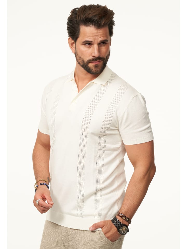 SOULSTAR Poloshirt - mit Knopfleiste Kurzarm Strick Polo-Hemd T-Shirt in Ecru günstig kaufen