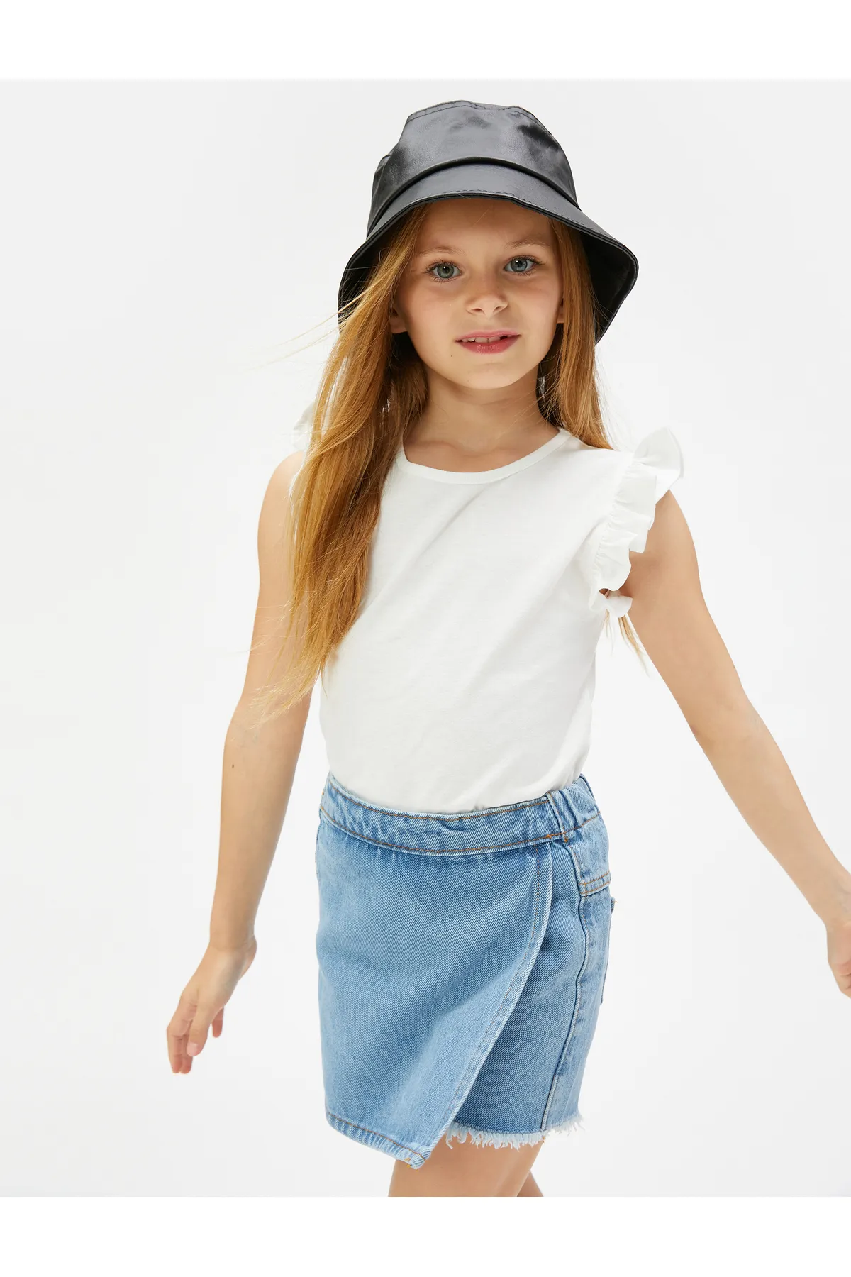Koton  Denim-Shorts-Rock, zweireihig, mit Tasche, verstellbare elastische Taille