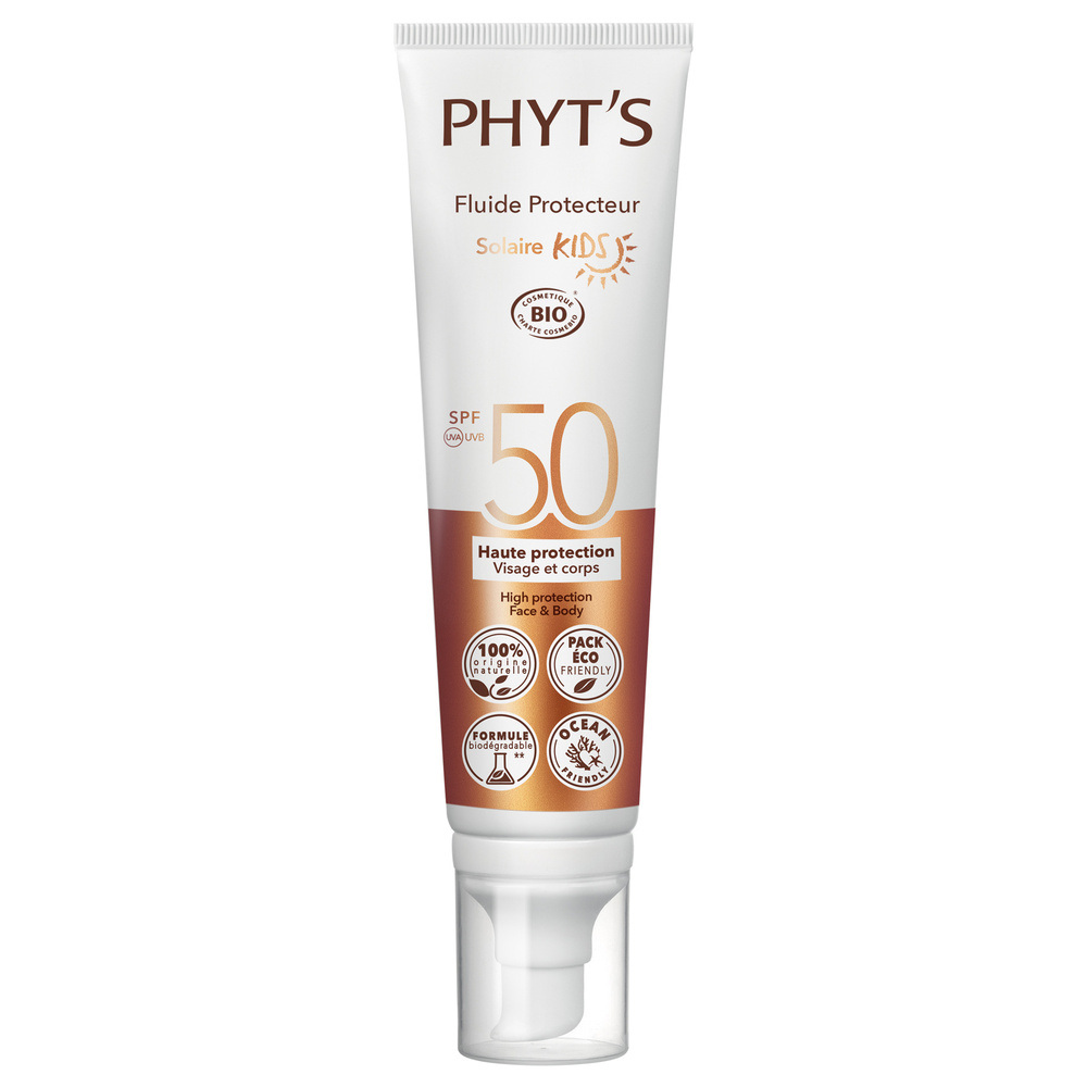 phyt's Fluide protecteur solaire enfants SPF50 Haute protection solaire enfant visage et corps