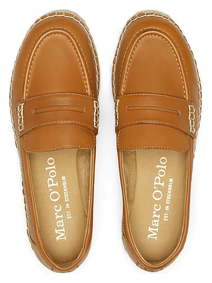 Marc O'Polo Shoes Leder-Espadrilles in Hellbraun günstig kaufen 41