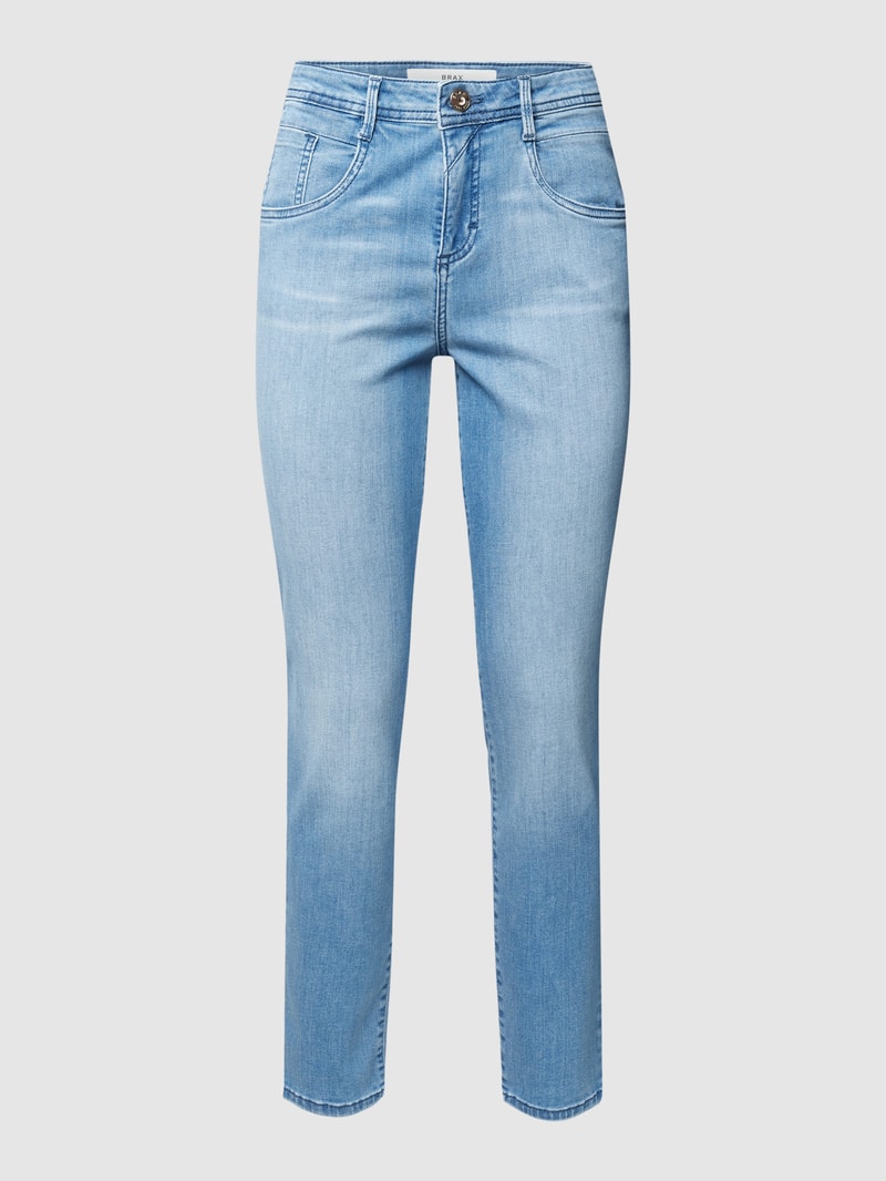 Jeans mit Label-Patch in hellblau