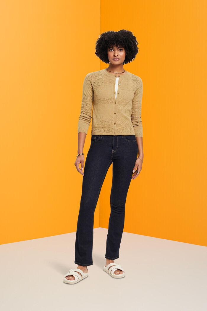 Cardigan aus Leinenmix im Pointelle-Design