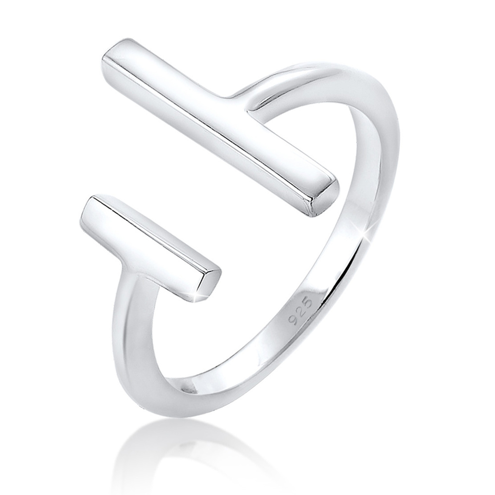 Elli Elli Bague Femmes Géo Bâton Ouvert Minimaliste en Argent Sterling 925 Bague