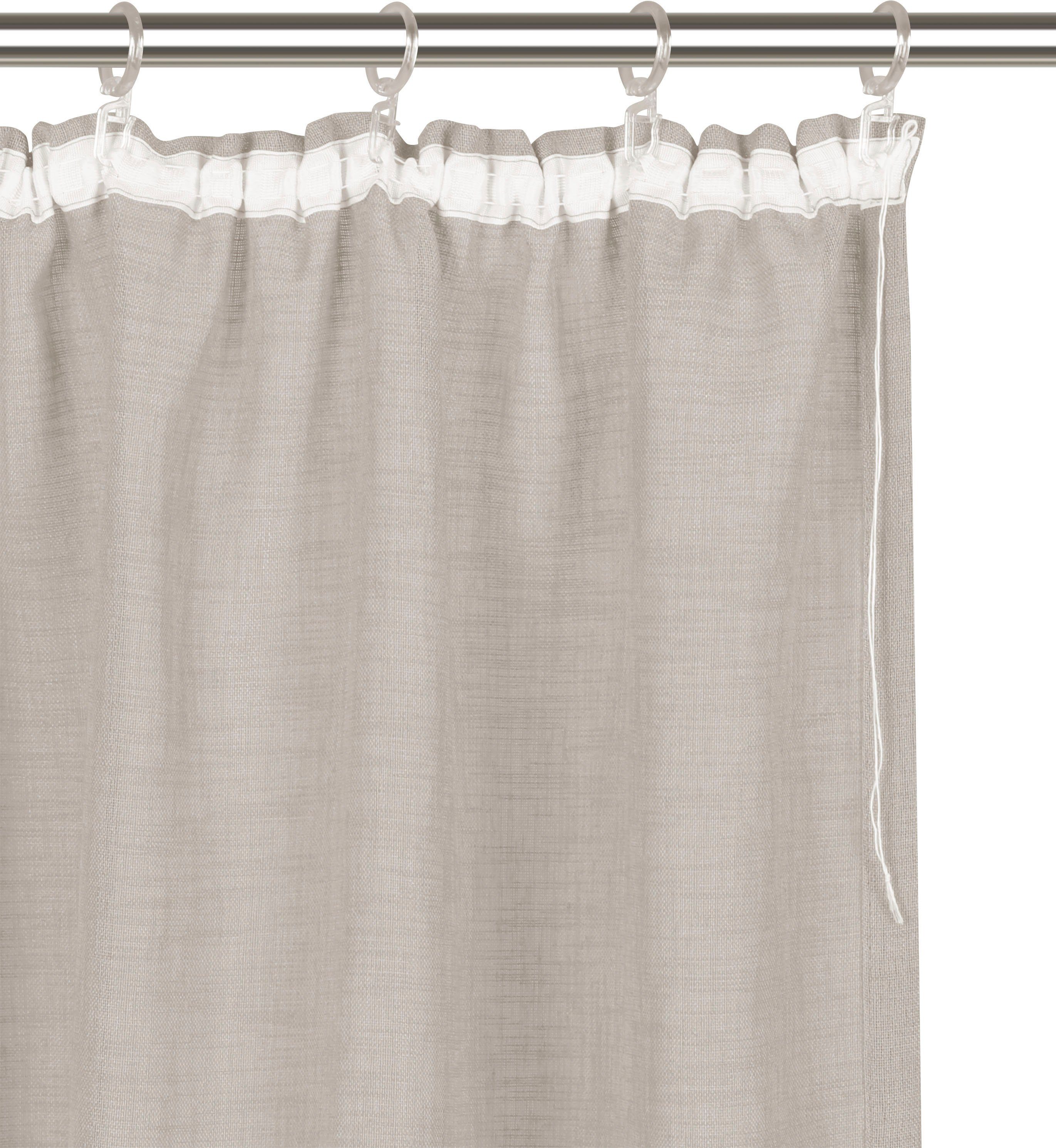 Gardine Fiete, andas, Kräuselband (1 St), halbtransparent, Leinen Optik, Sichtschutz, halbtransparent, einfarbig, Leinenoptik