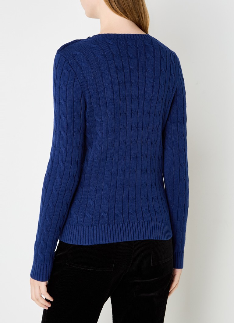 Pulover tricotat cu împletituri și logo Ralph Lauren