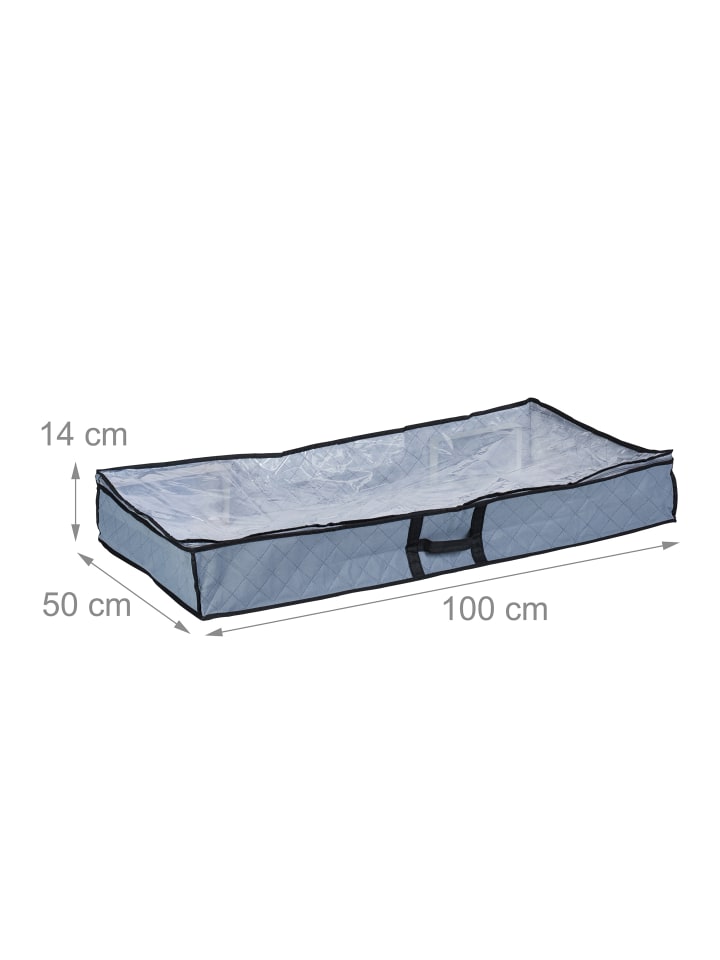 relaxdays 2 x Unterbettkommode in Grau/ Transparent - (B)100 x (H)14 x (T)50 cm günstig kaufen onesize