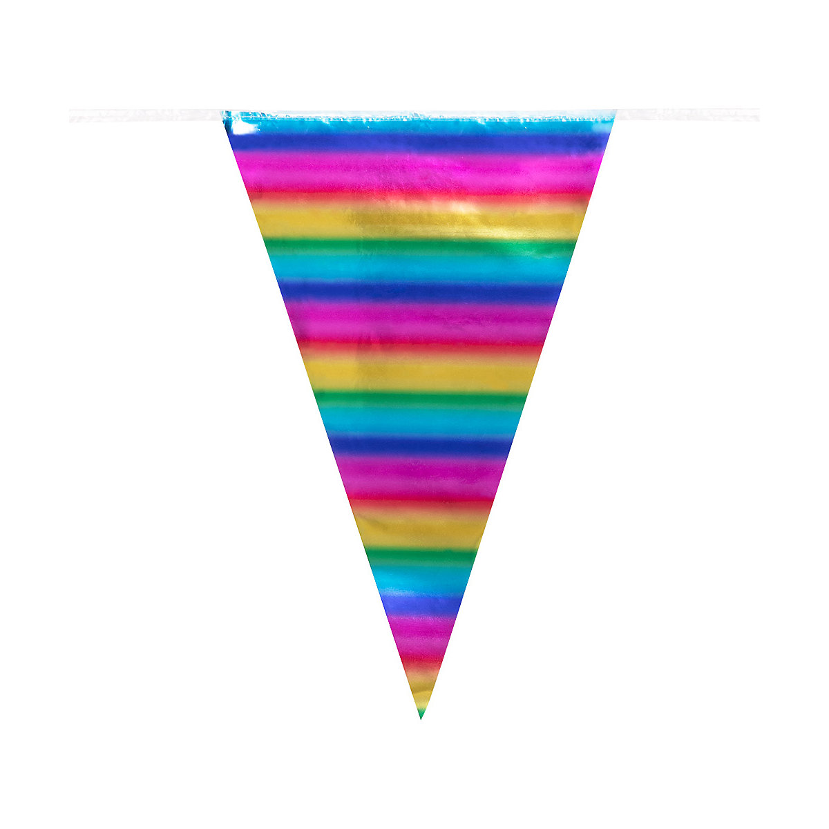 Wimpelkette Wimpelgirlande Regenbogen Metallic, Kunststoff, 10 m