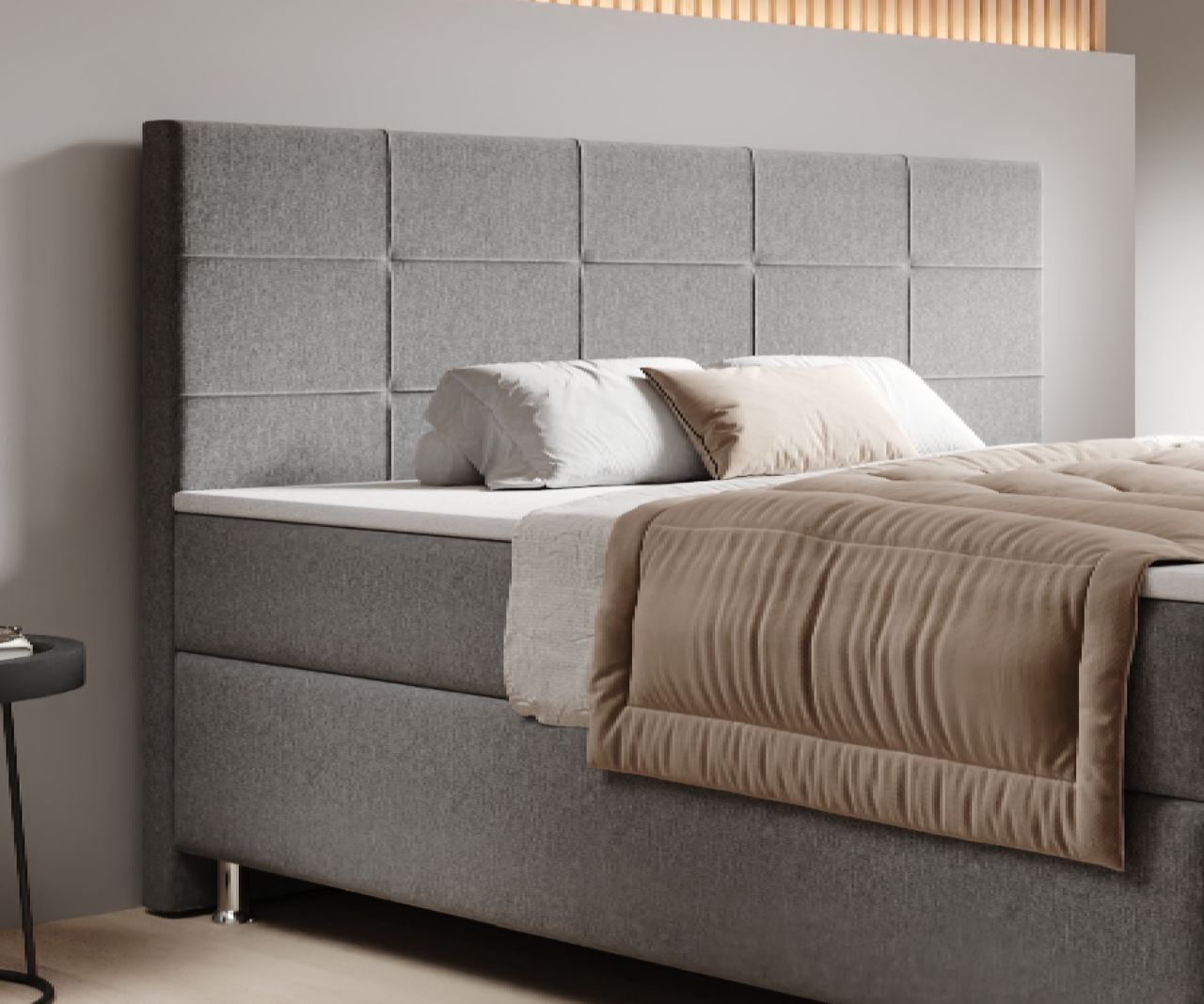IHG IHG Boxspringbett Florenz 180x200cm Webstoff Grau