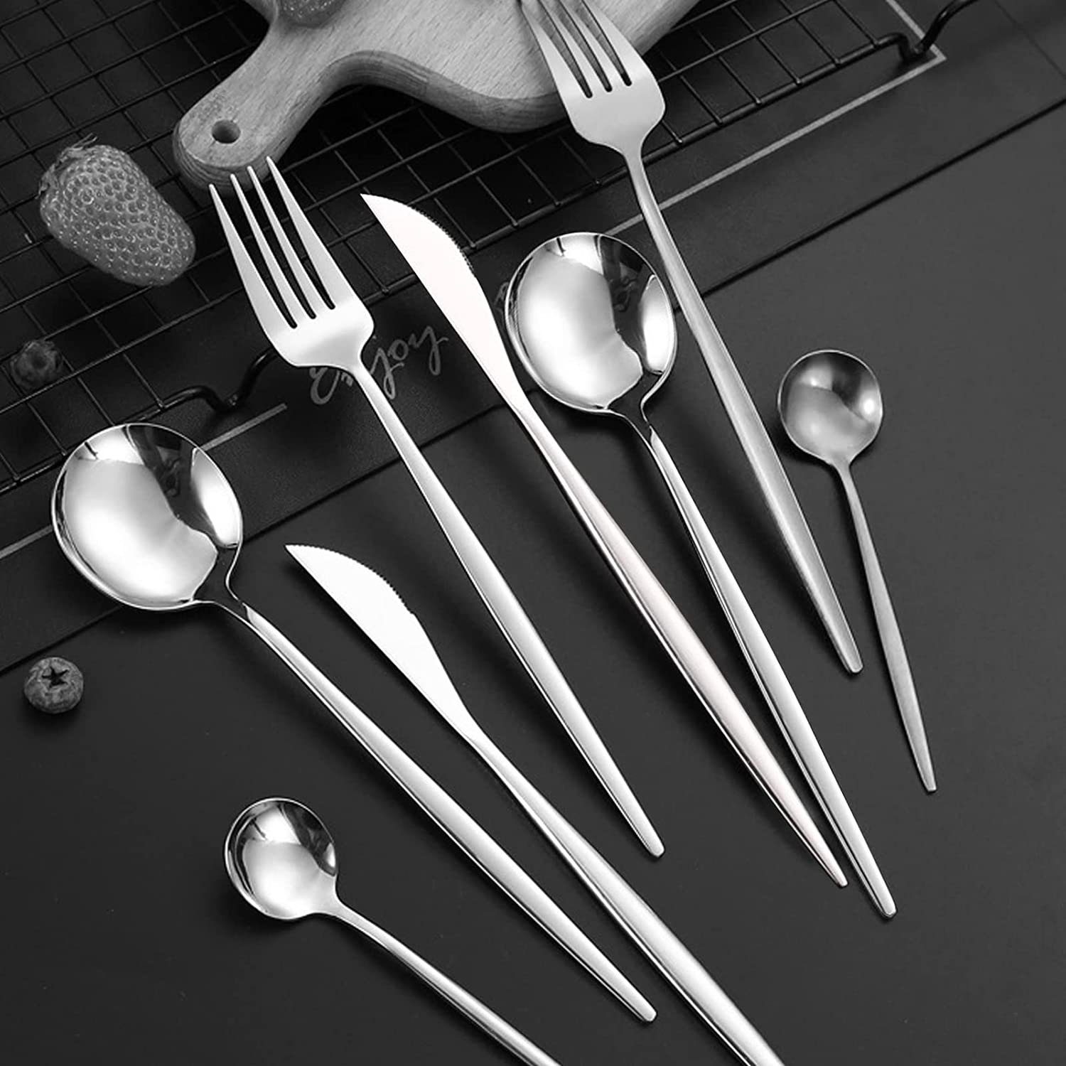 Dedom Besteck-Set Besteckset,Besteck aus Edelstahl,24-teiliges,Messer,Gabel,Löffel,Für 6