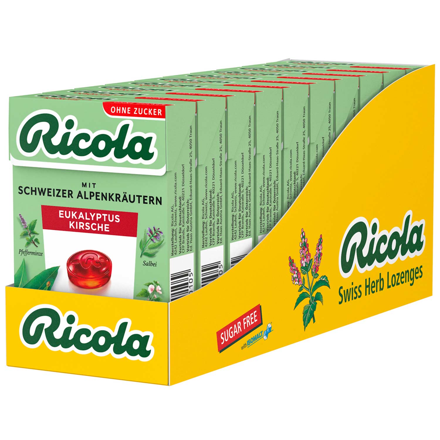 Ricola Eukalyptus Kirsche ohne Zucker 50g