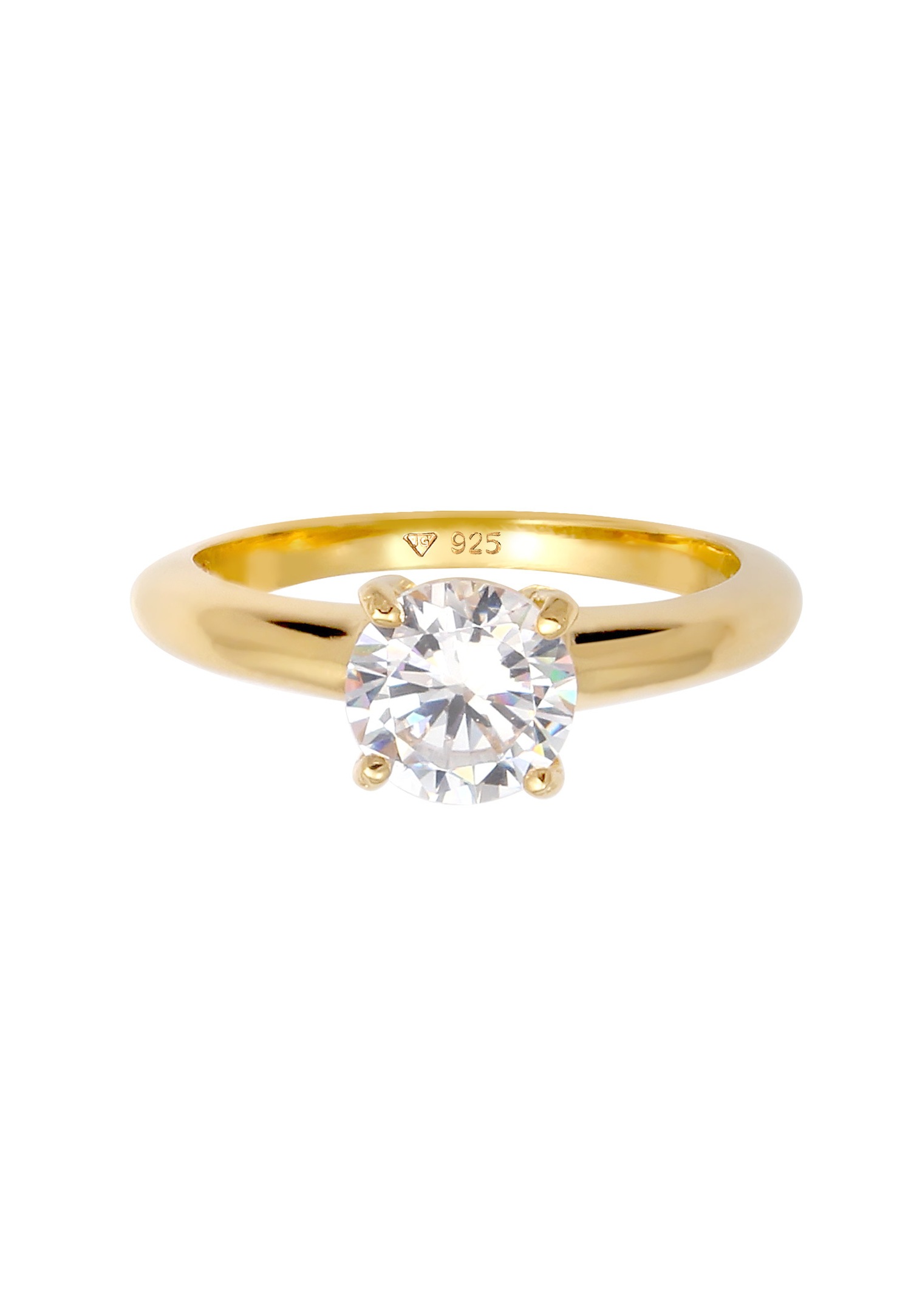 Anillo clásico solitario Elli para mujer con cristal de circonita cúbica en plata de ley 925.