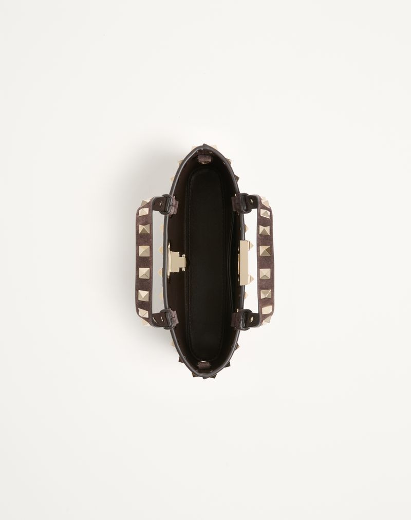 Mini sacola de compras Rockstud em camurça