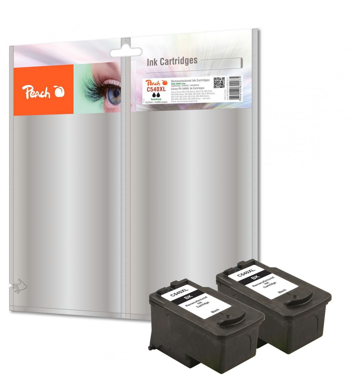 Peach 2 x Tintenpatronen schwarz ersetzt Canon PG-540XLBK*2