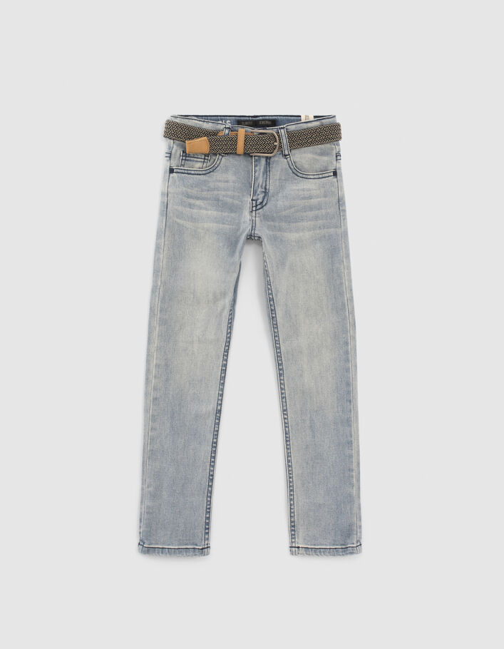 Jean slim bleu avec ceinture tressée garçon