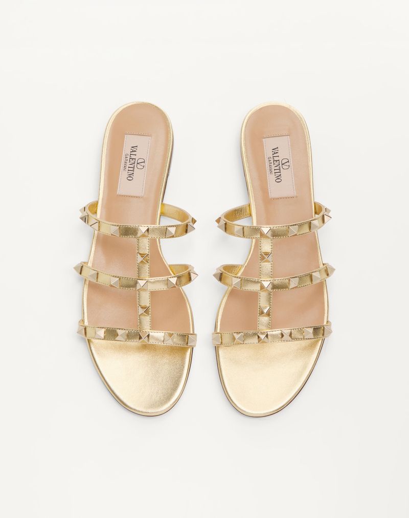 Slide Rockstud-sandal i lamineret nappa