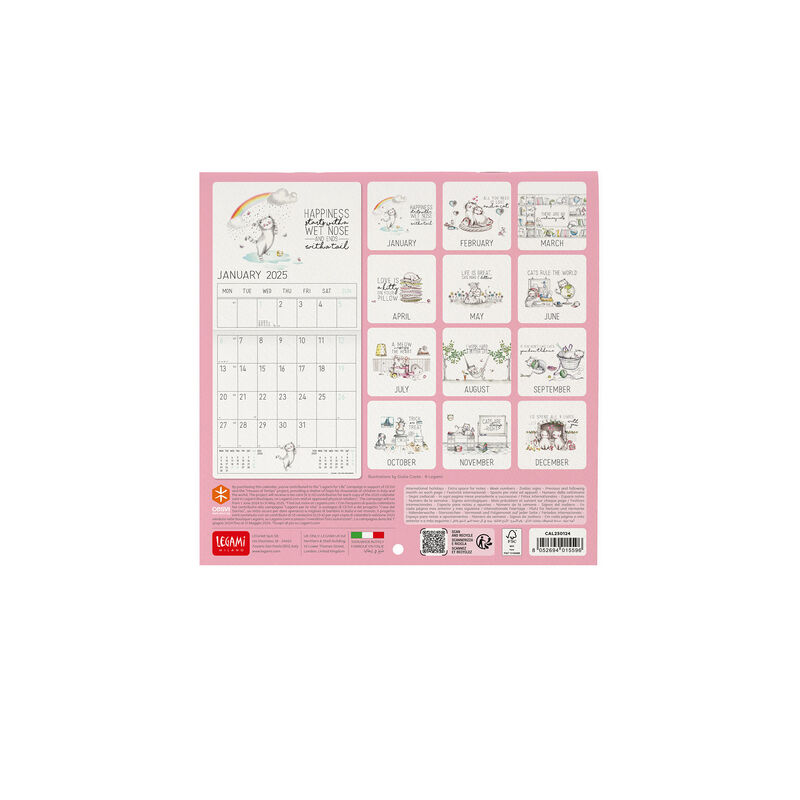 Calendario de pared 2025 - 18 x 18 cm