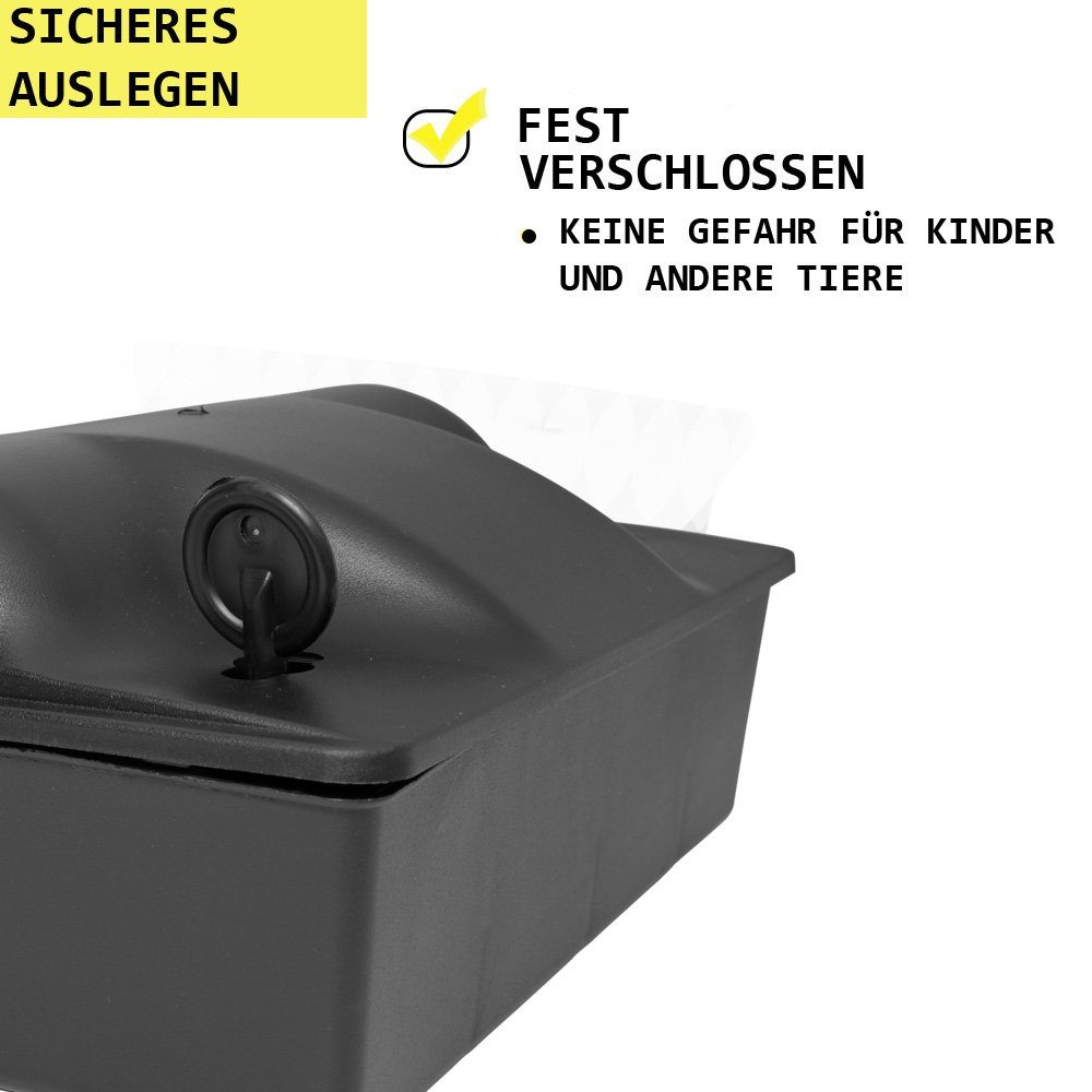 Petigi Köderbox Rattenfalle Köderbox Mäusefalle Köderstation Schlagfalle Schwarz