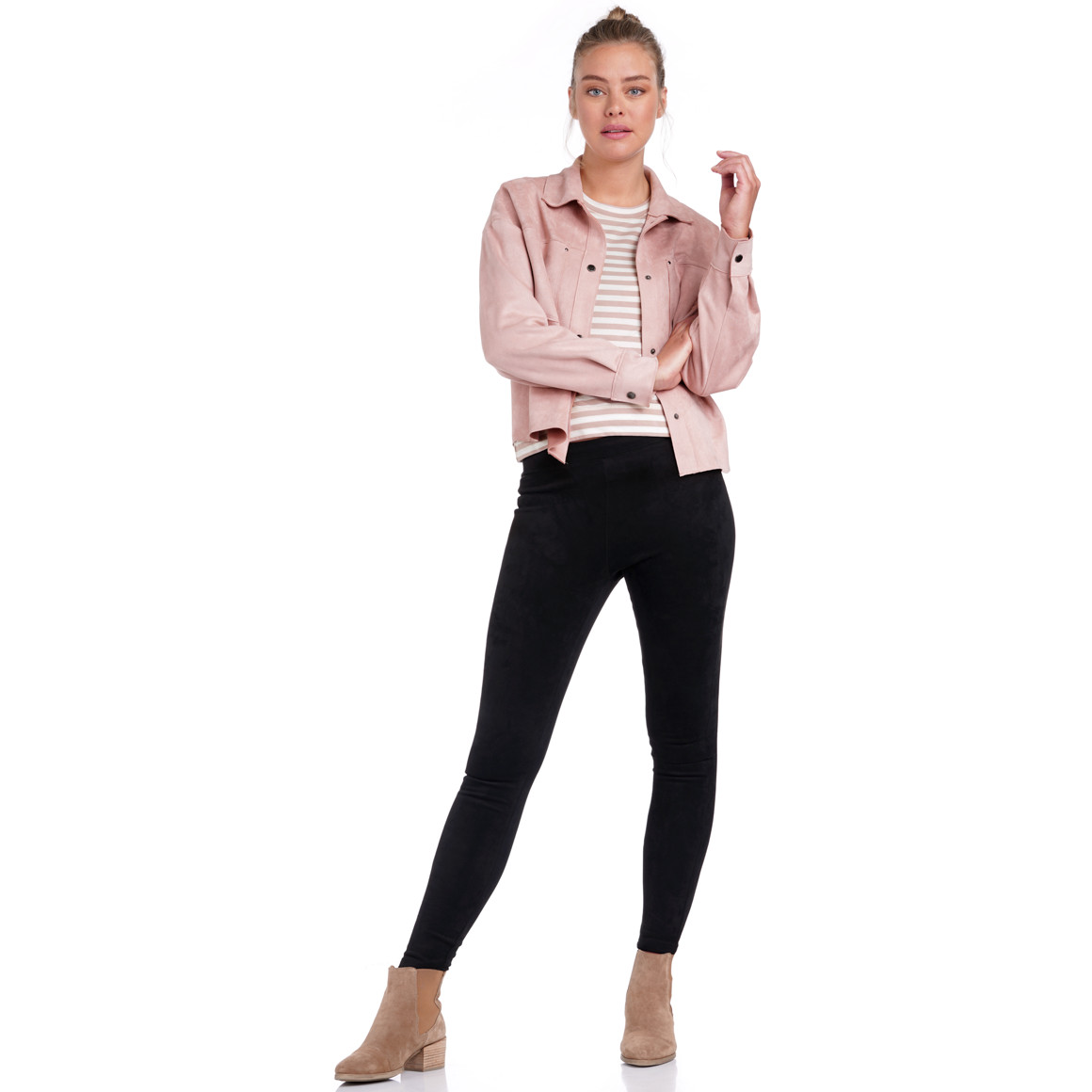 Damen Velours-Bluse mit Druckknopfleiste