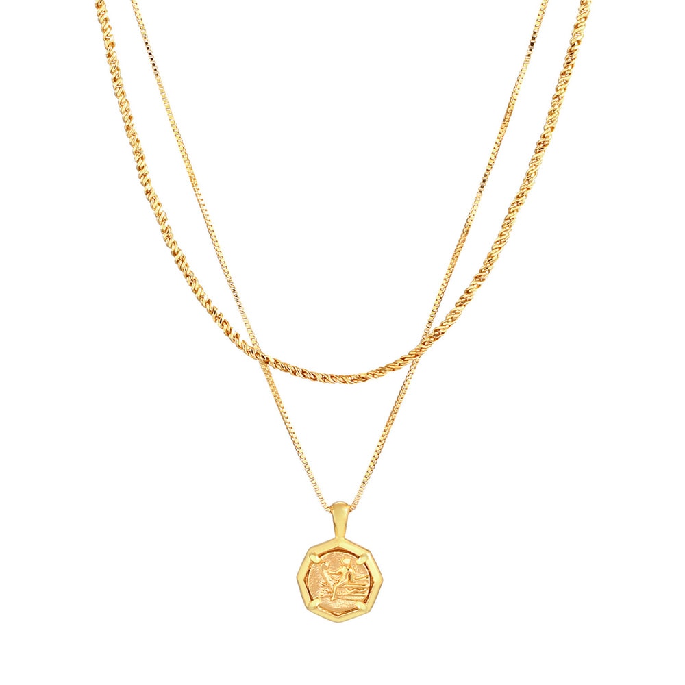 Elli Elli Collier Pendentif pour dames avec pièce de monnaie Couche angulaire ronde Te collier