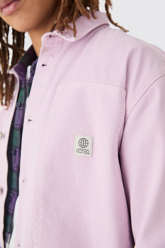 Jeans-Overshirt in Knitteroptik in Lila