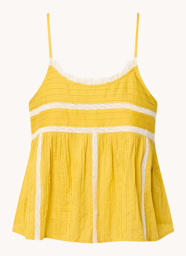 ba&sh Paname spaghetti top with lace details