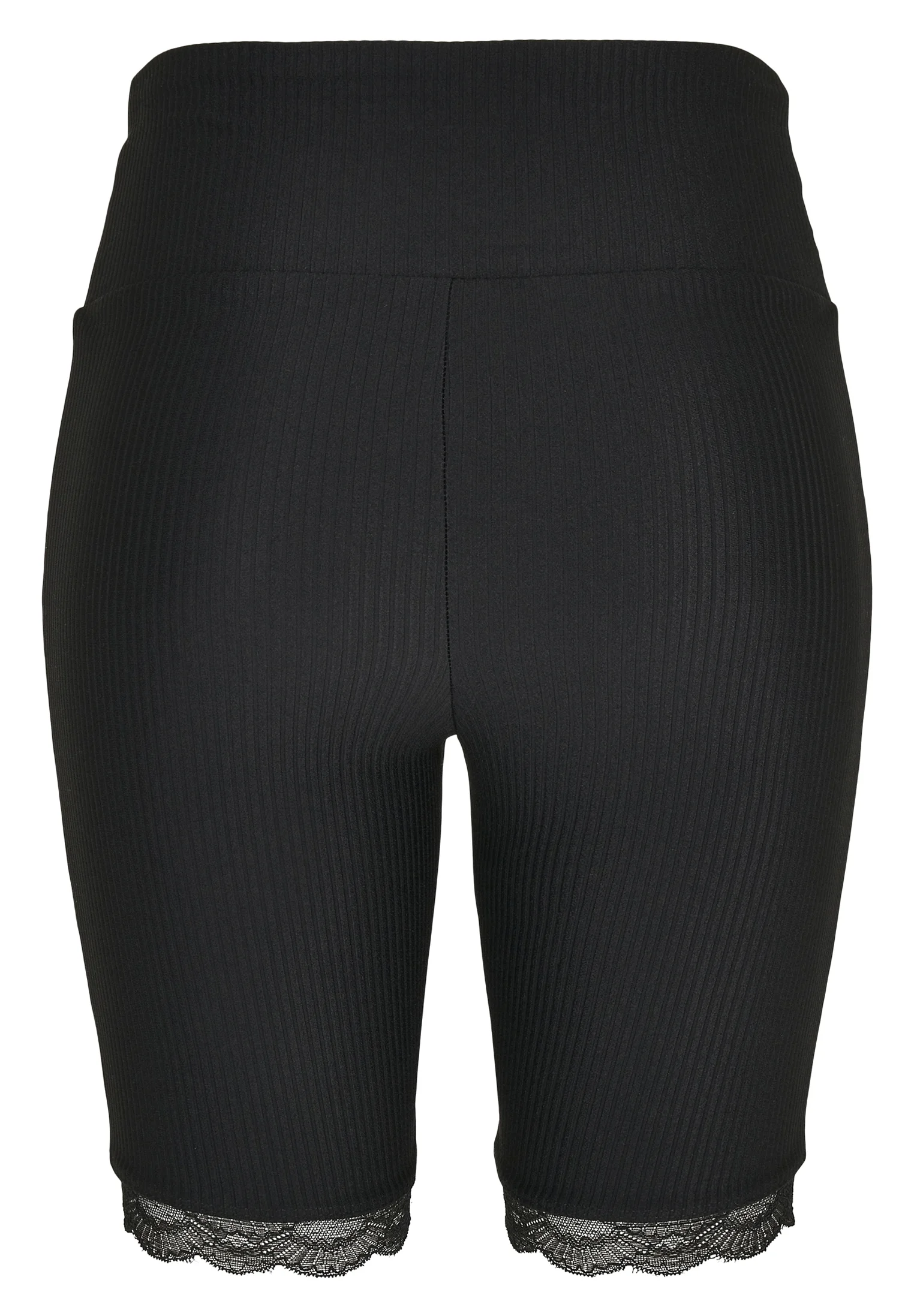 Pantalones cortos de ciclismo Urban Classics para mujer con cintura alta y bajo de encaje acanalado - Pantalones cortos