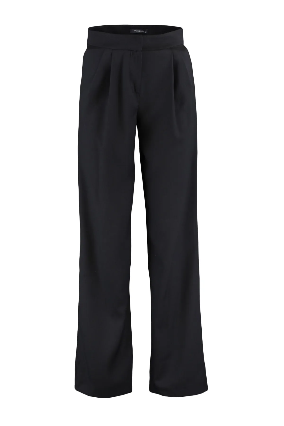 Trendyol Collection  Schwarze, gerade geschnittene, plissierte Webhose TWOSS19WX0017
