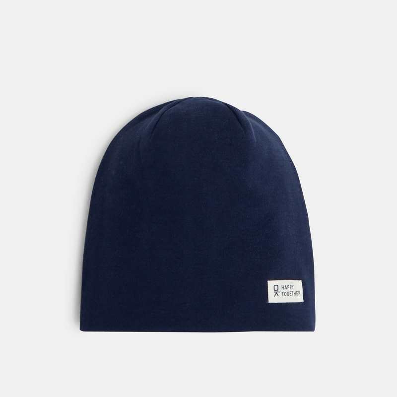 Bonnet uni en jersey bleu garçon