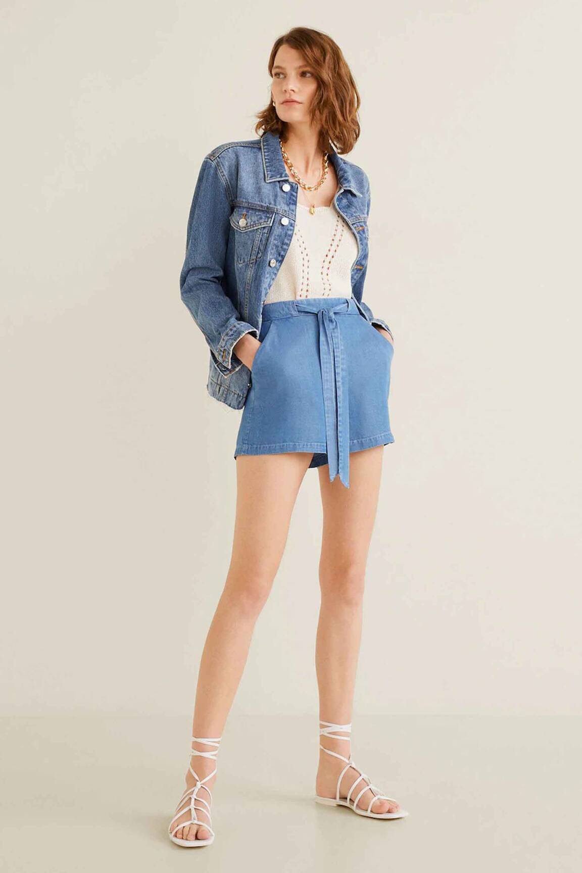 Mango Shorts 1 Femme couleur bleu
