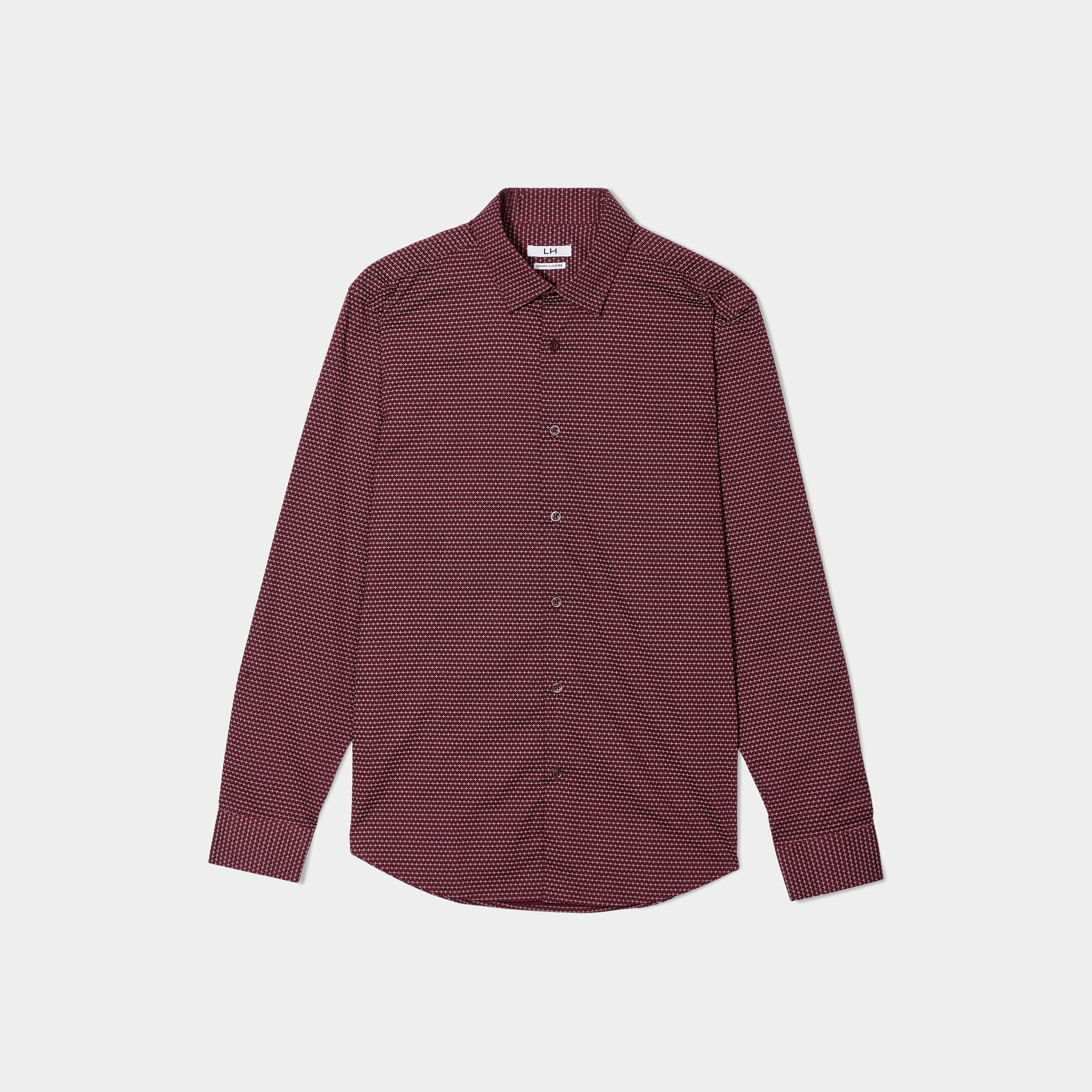 Chemise ajustée col français prune homme | La Halle