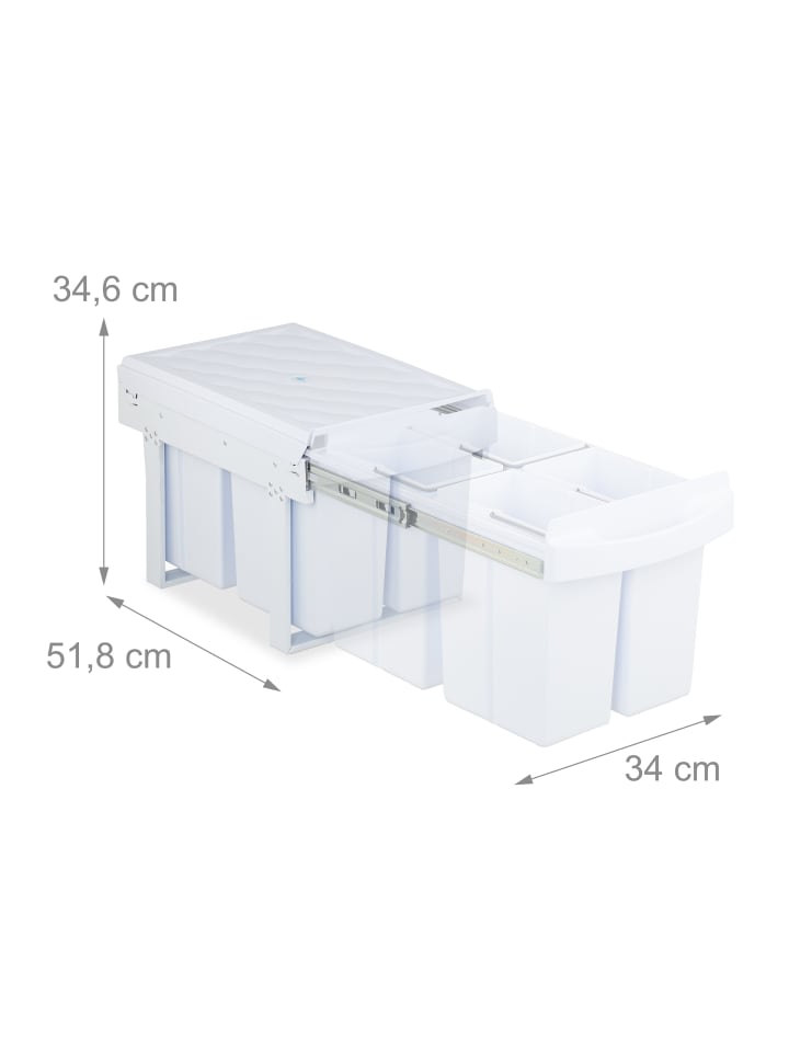 relaxdays Einbaumülleimer in Weiß - 4x 8 l günstig kaufen onesize