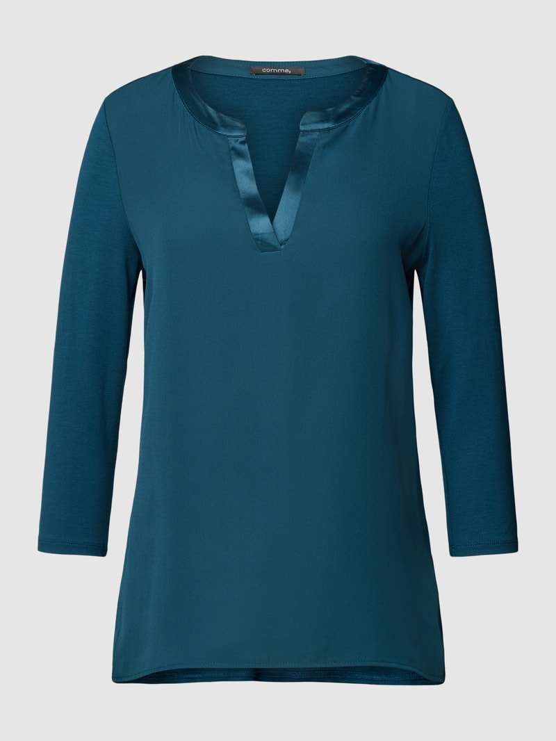 Blusenshirt mit V-Ausschnitt in petrol