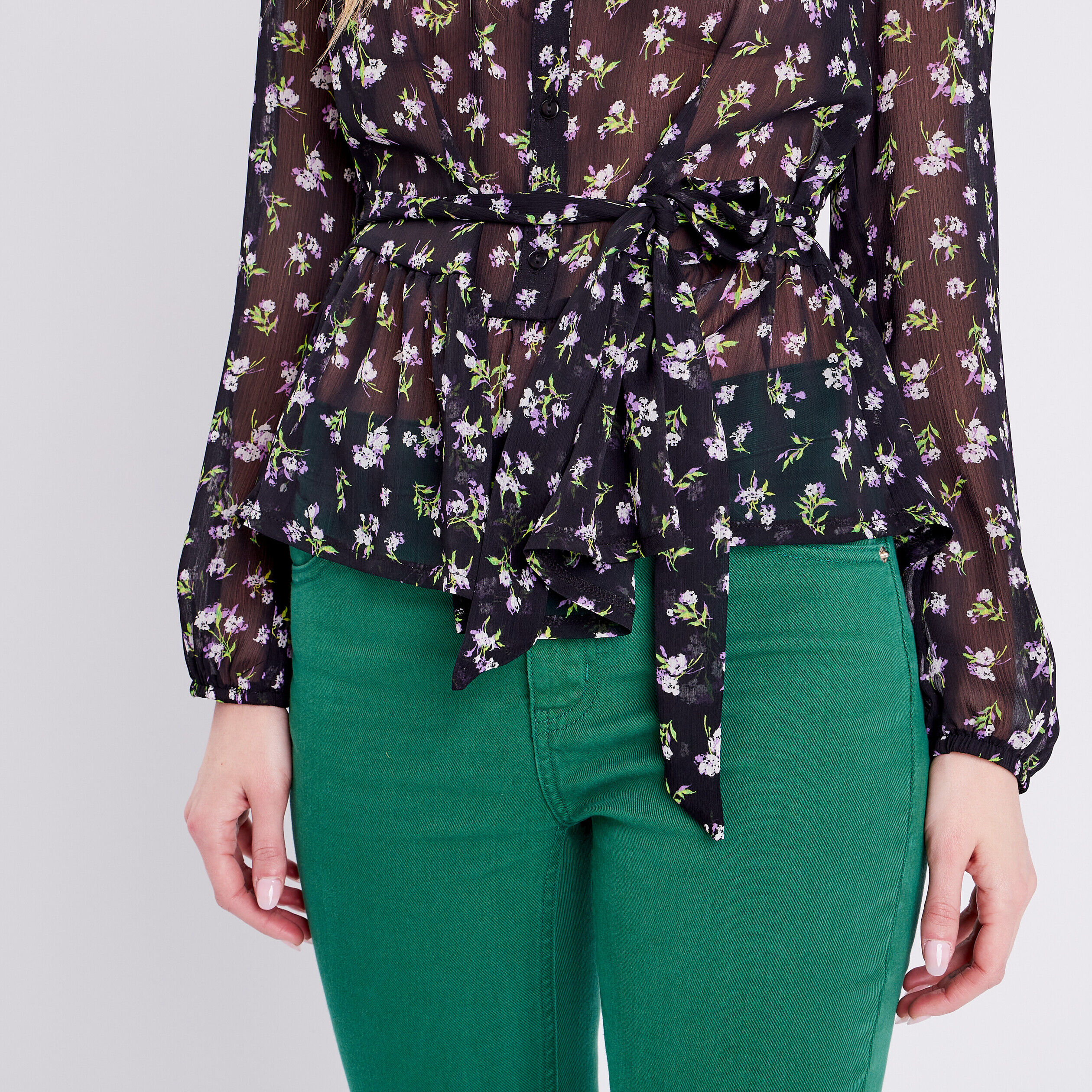 Chemise ceinturée noir femme | Cache Cache