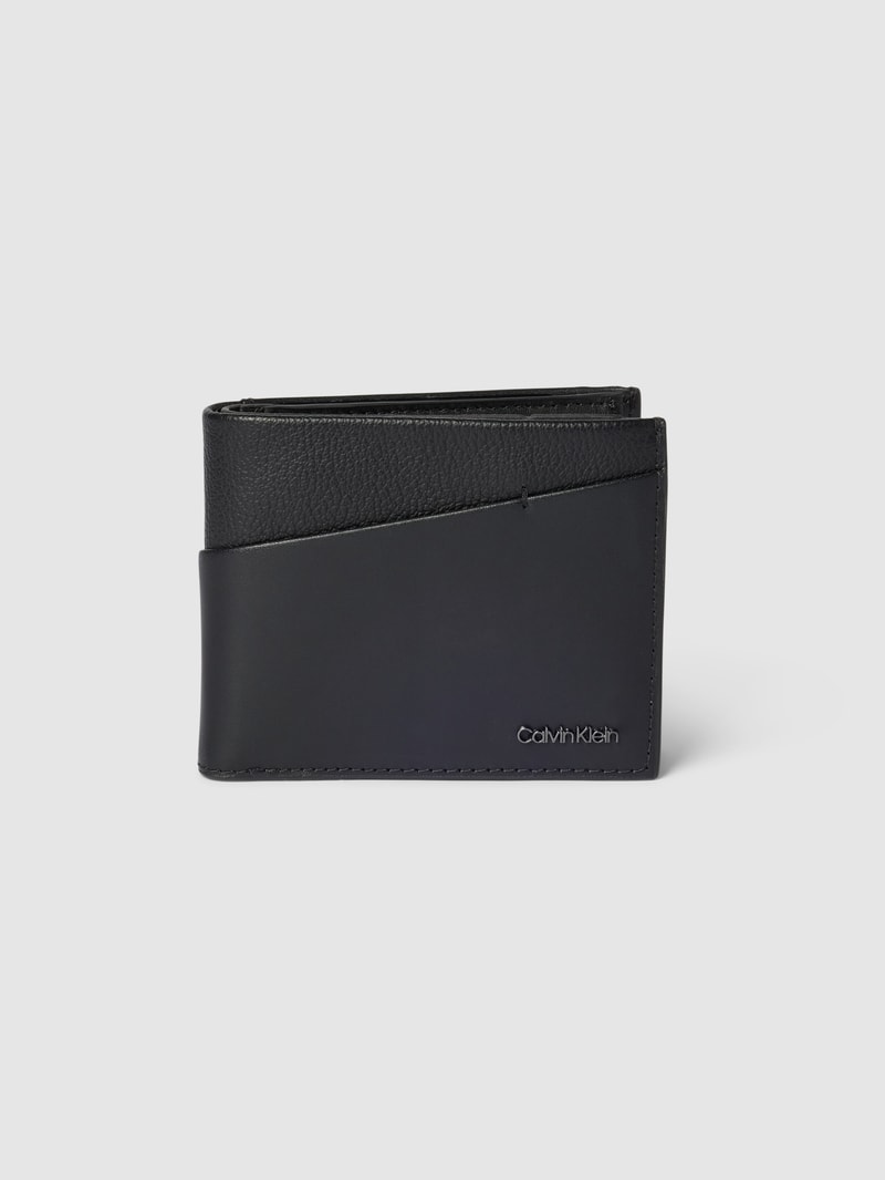 Portemonnaie mit Label-Details Modell 'DIAGONAL' in schwarz