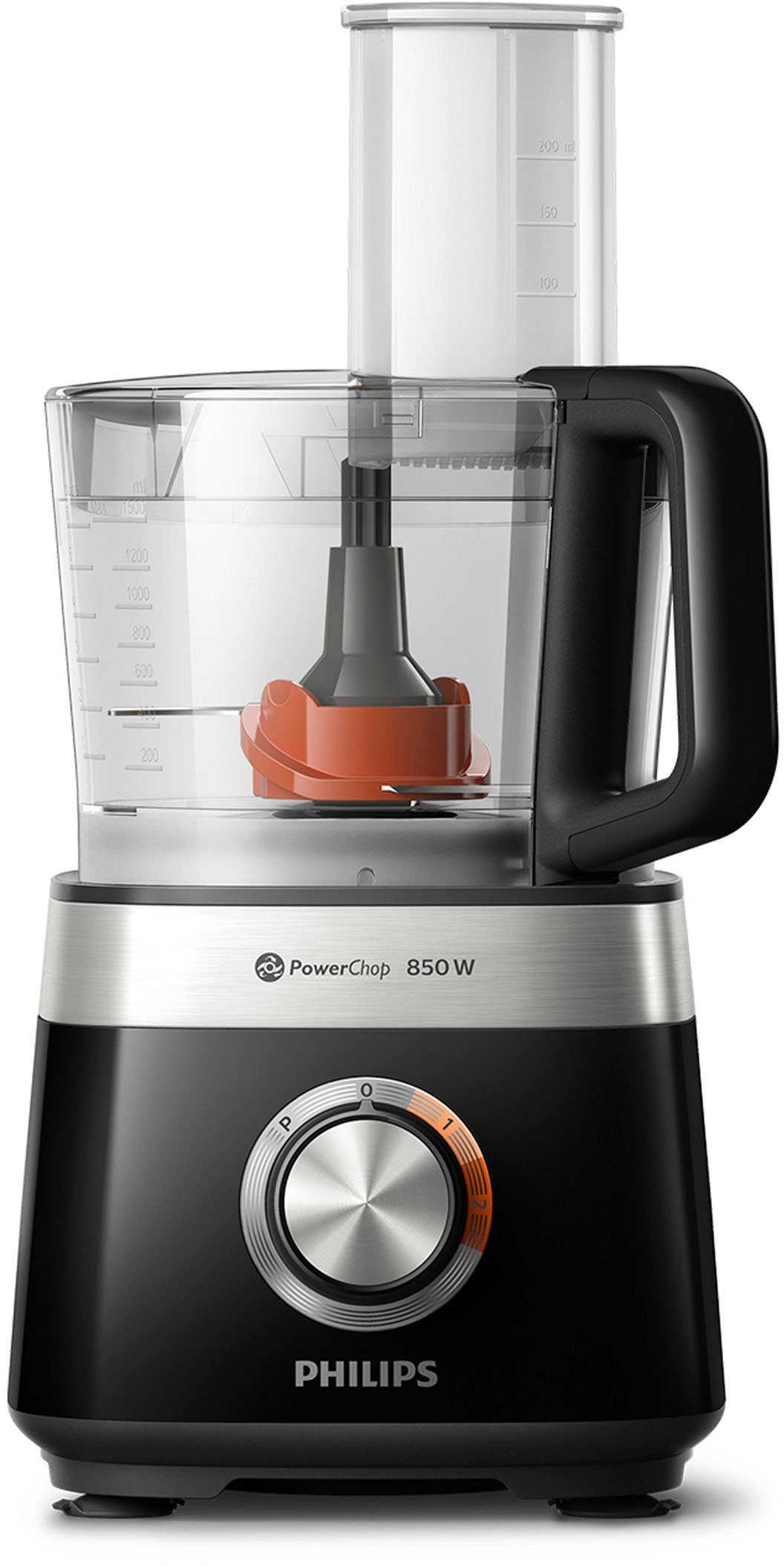 Philips Küchenmaschine HR7530/10, 850 W, 2,1 l Schüssel, 31 Funktionen, 2-in-1 Schneidescheibe, Zitruspressenaufsatz