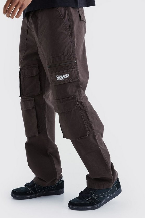 Lockere Cargo-Hose mit Stickerei