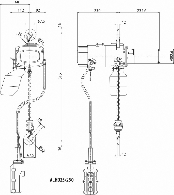 Rema 0514003-6 ALC025/250/6M Elephant Alpha 400 V električna lančana dizalica 1 brzina 6,0 m 250 kg