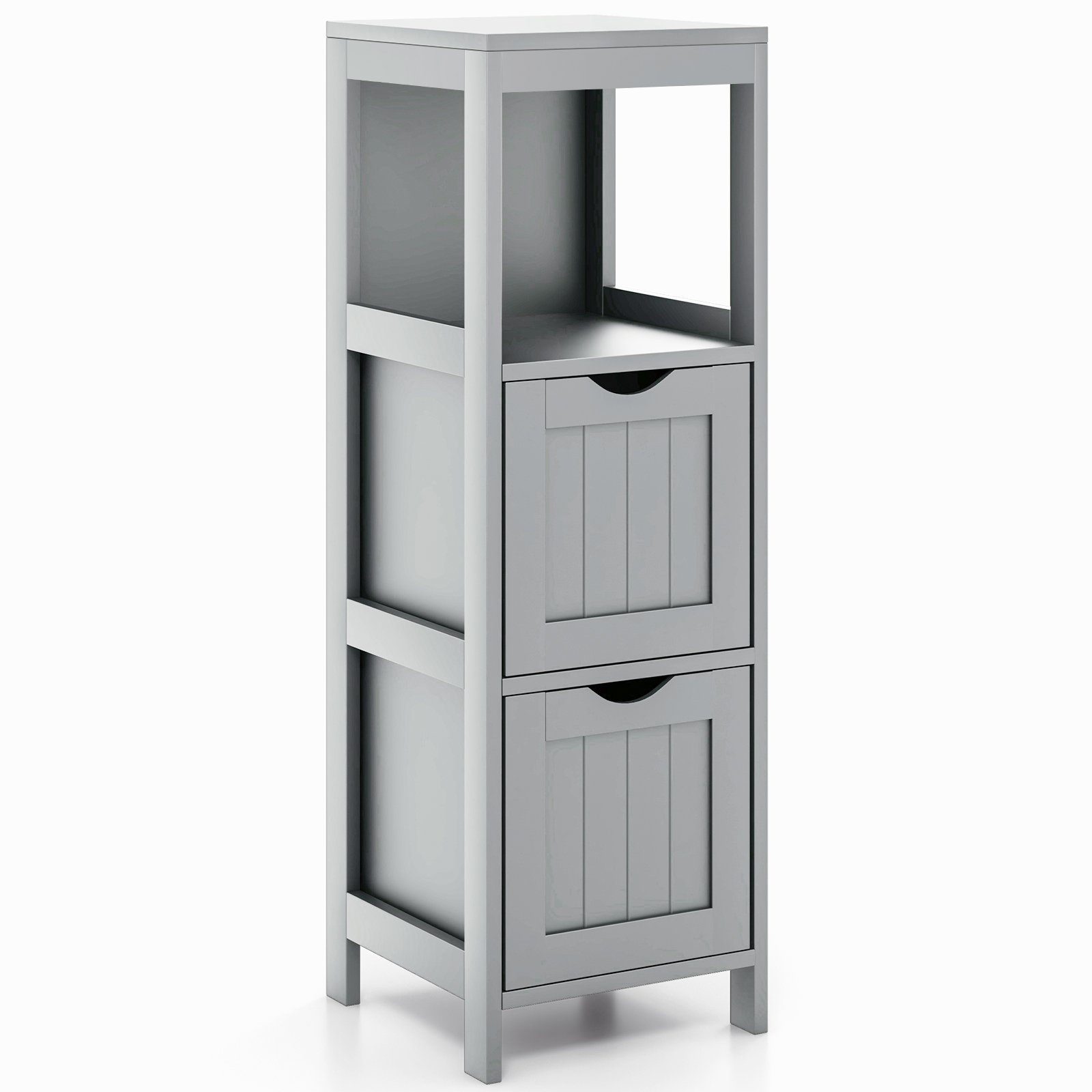 COSTWAY Badkommode, Badezimmerschrank, mit 2 Schubladen & Regal, 30x30x90cm
