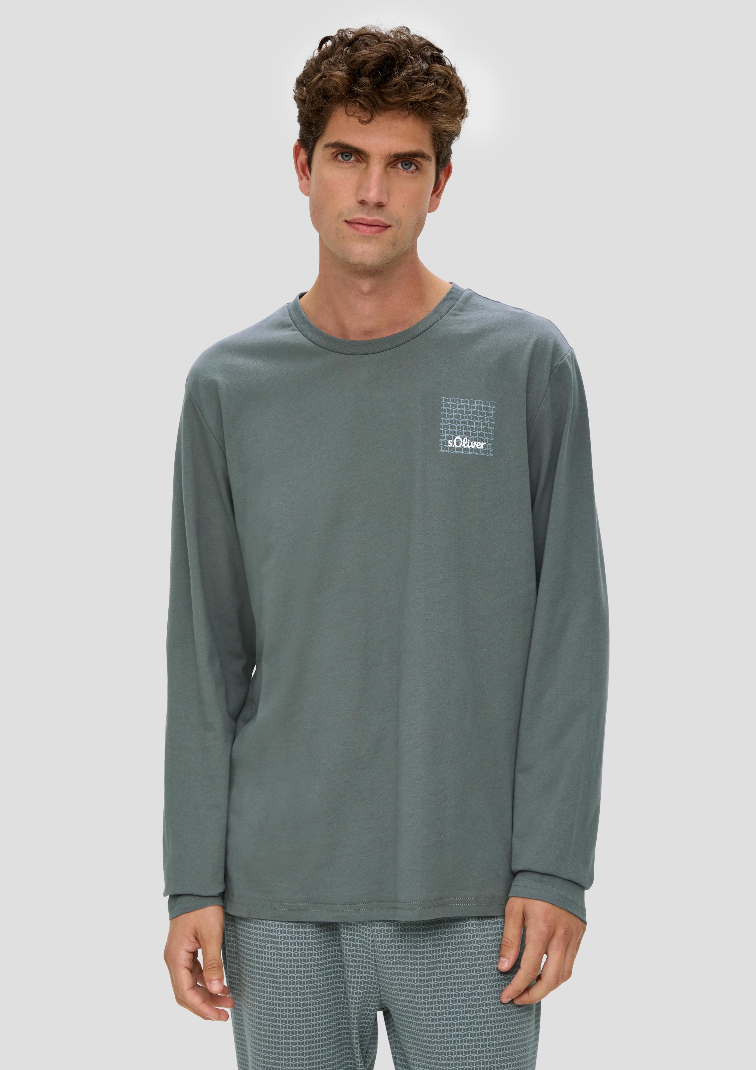 Langes Pyjama-Shirt mit Logoprint  6009076-7800
