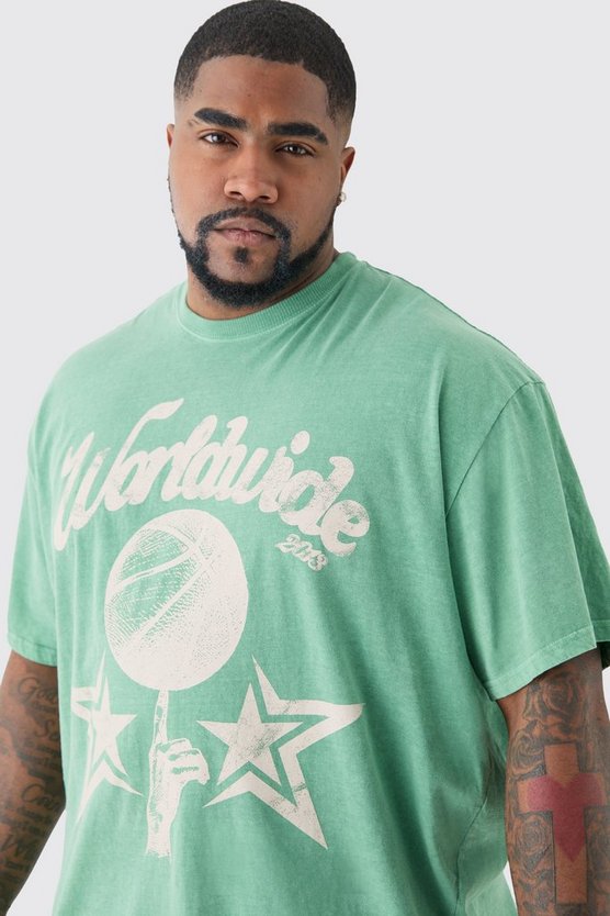 Plus grünes Worldwide Baseball T-Shirt
