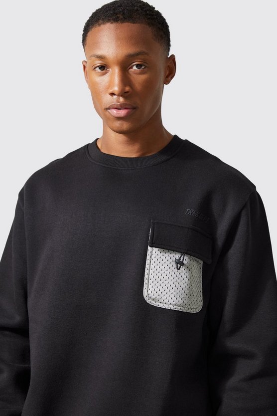 Active Oversize Mesh-Sweatshirt mit Tasche