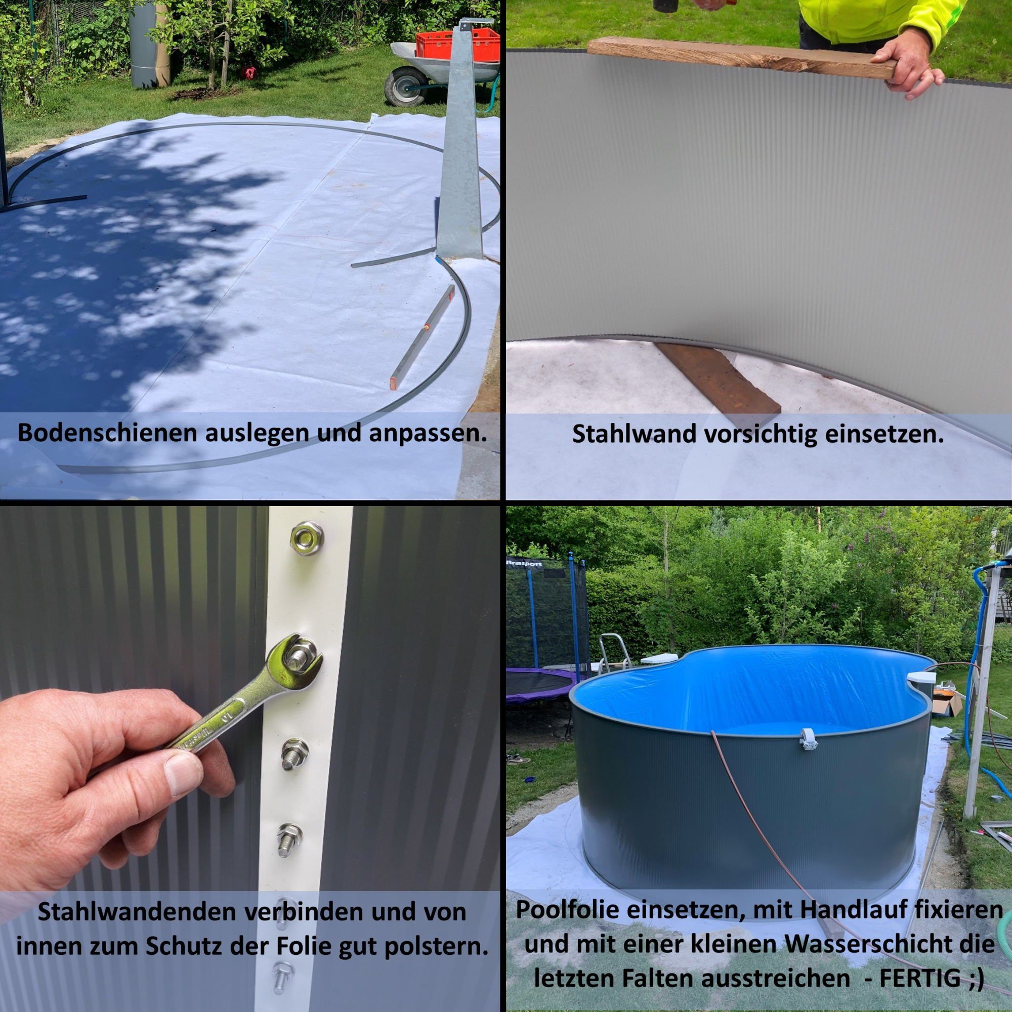 Planet Pool Achtformpool Stahlwandpool achtform 470x300x120 cm, Stahl 0,4 m (Einzelbecken), verzinkte Stahlwand