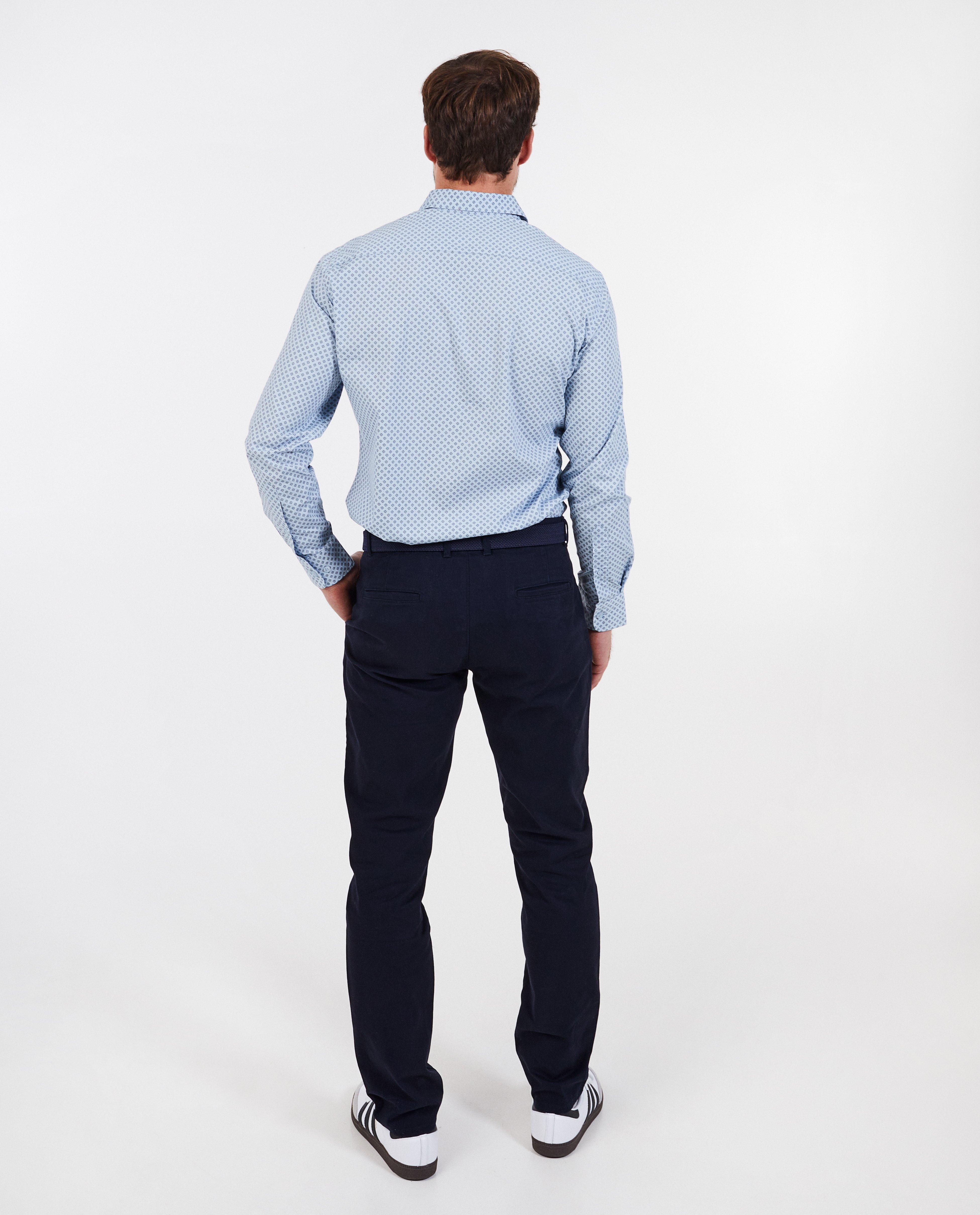 Világoskék, mikronyomott mintás irányító ing, slim fit