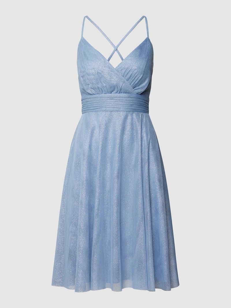 Cocktailkleid mit Wickel-Optik in blau meliert