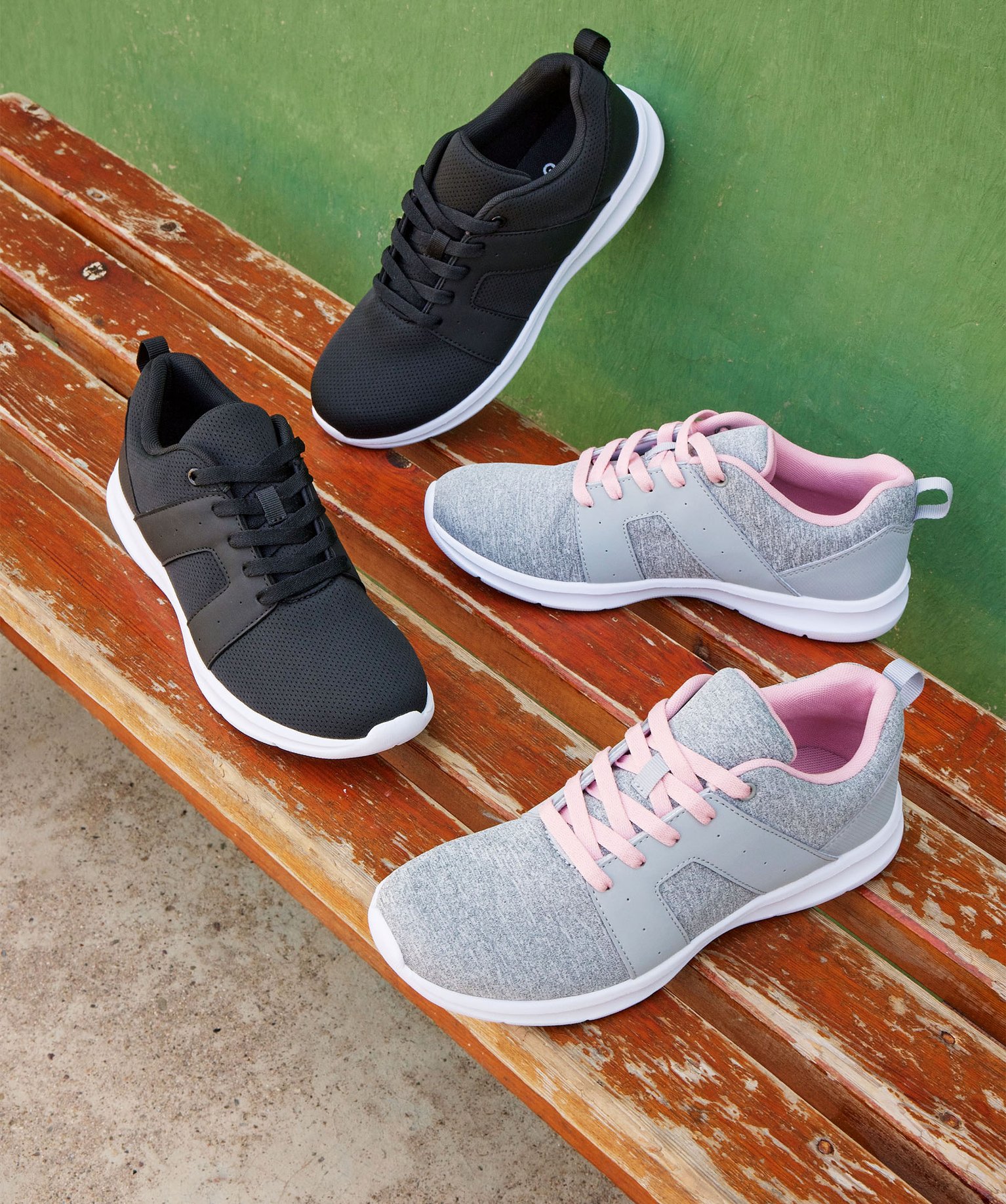 Baskets running en textile uni extralégères femme rose | GEMO
