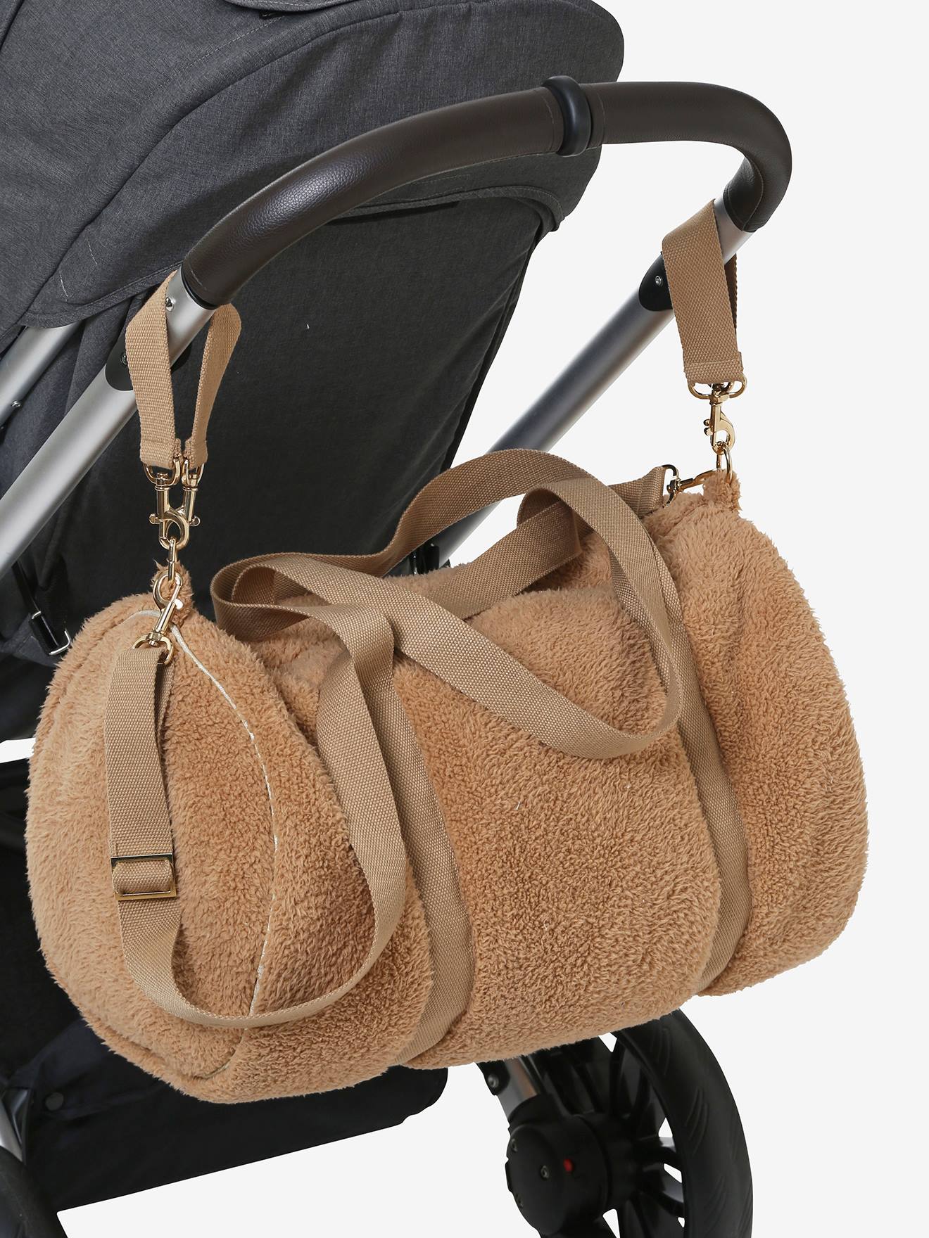 Vertbaudet Wickeltasche BABY ROLL, Fell-Imitat - braun/bär
