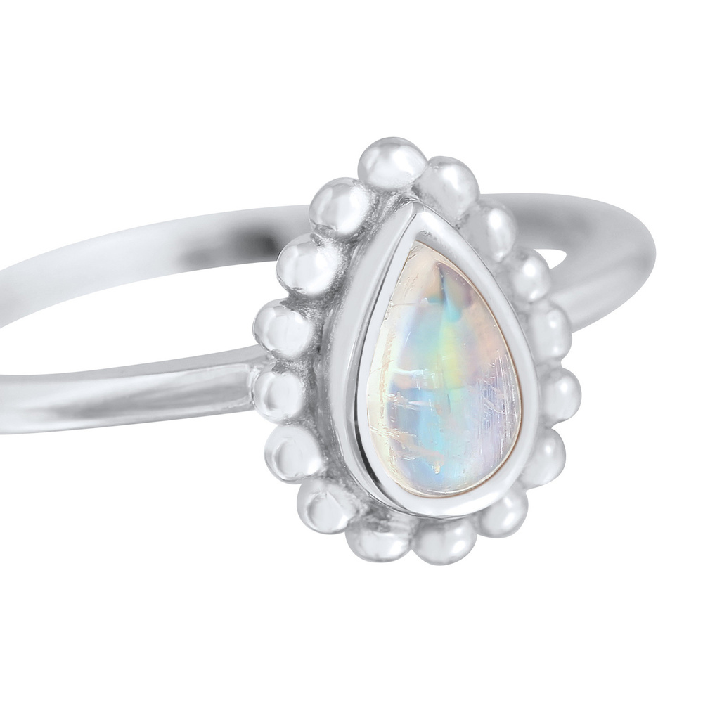 Elli Elli Bague Femmes goutte boules avec pierre de lune en argent sterling 925 Bague